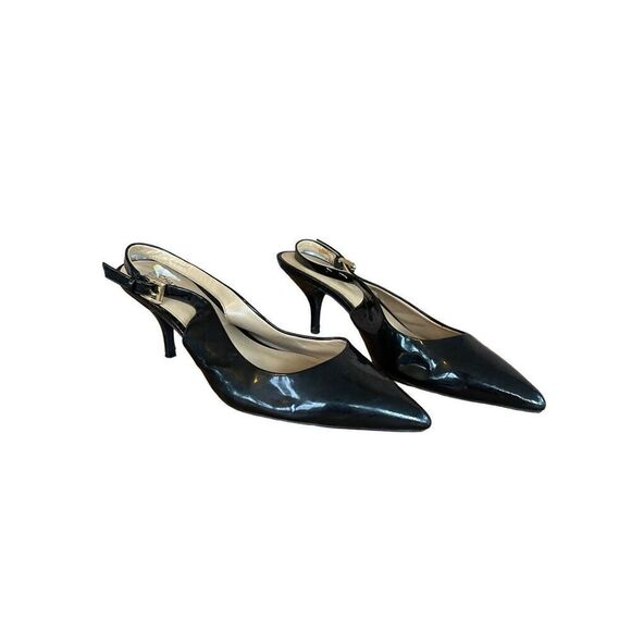 Michael Kors Womens Black Kelsey Kitten Pointed Toe Slingback Pump High Heel 9.5 - Picture 1 of 9
